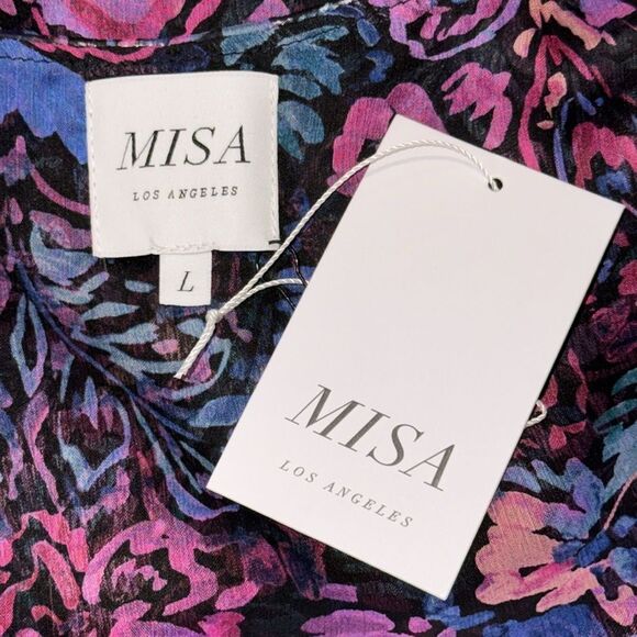 NWT MISA Los Angeles Colette Midi Dress in Flora Electric Large Revolve - Picture 14 of 16